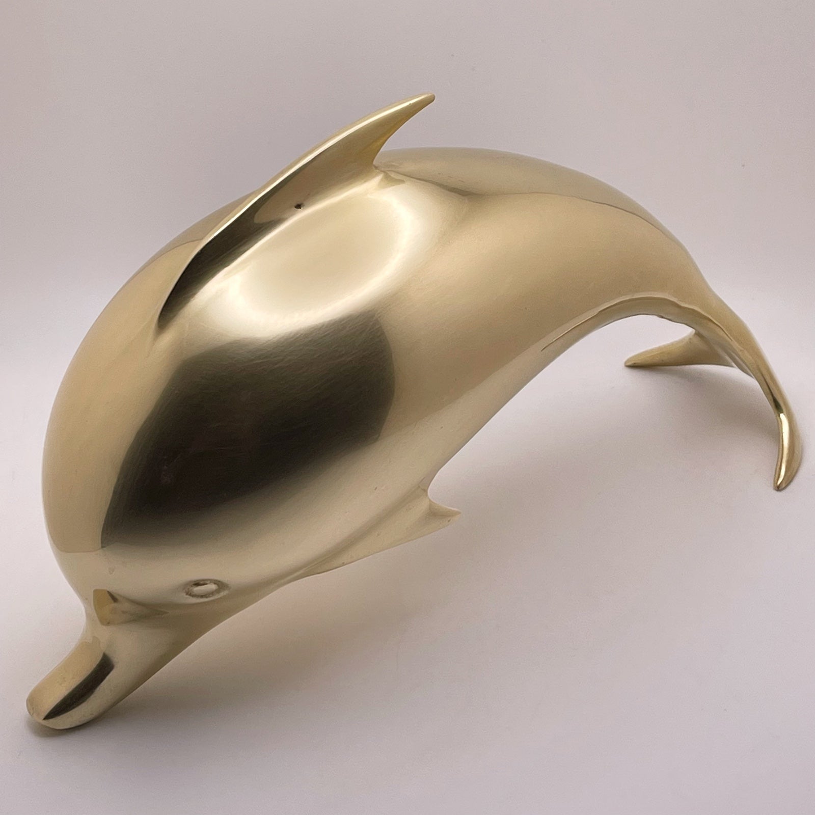 Vintage 1987 DOLBI CASHIER 10.5” Solid Brass Sculptured Dolphin Porpoise Figure