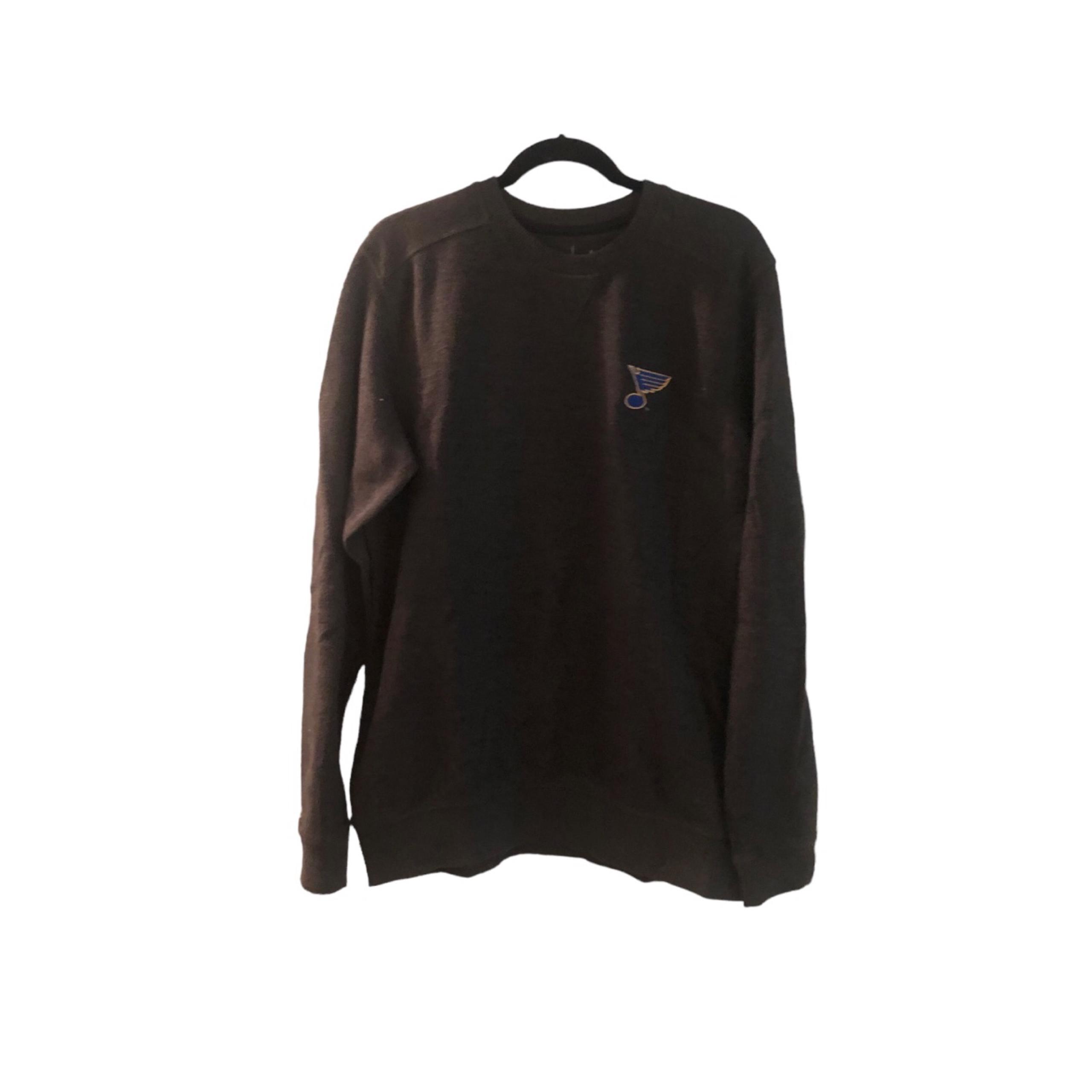 ANTIGUA ST LOUIS BLUES MENS CHARCOAL GRAY REWARD LONG SLEEVE CREW SWEATSHIRT