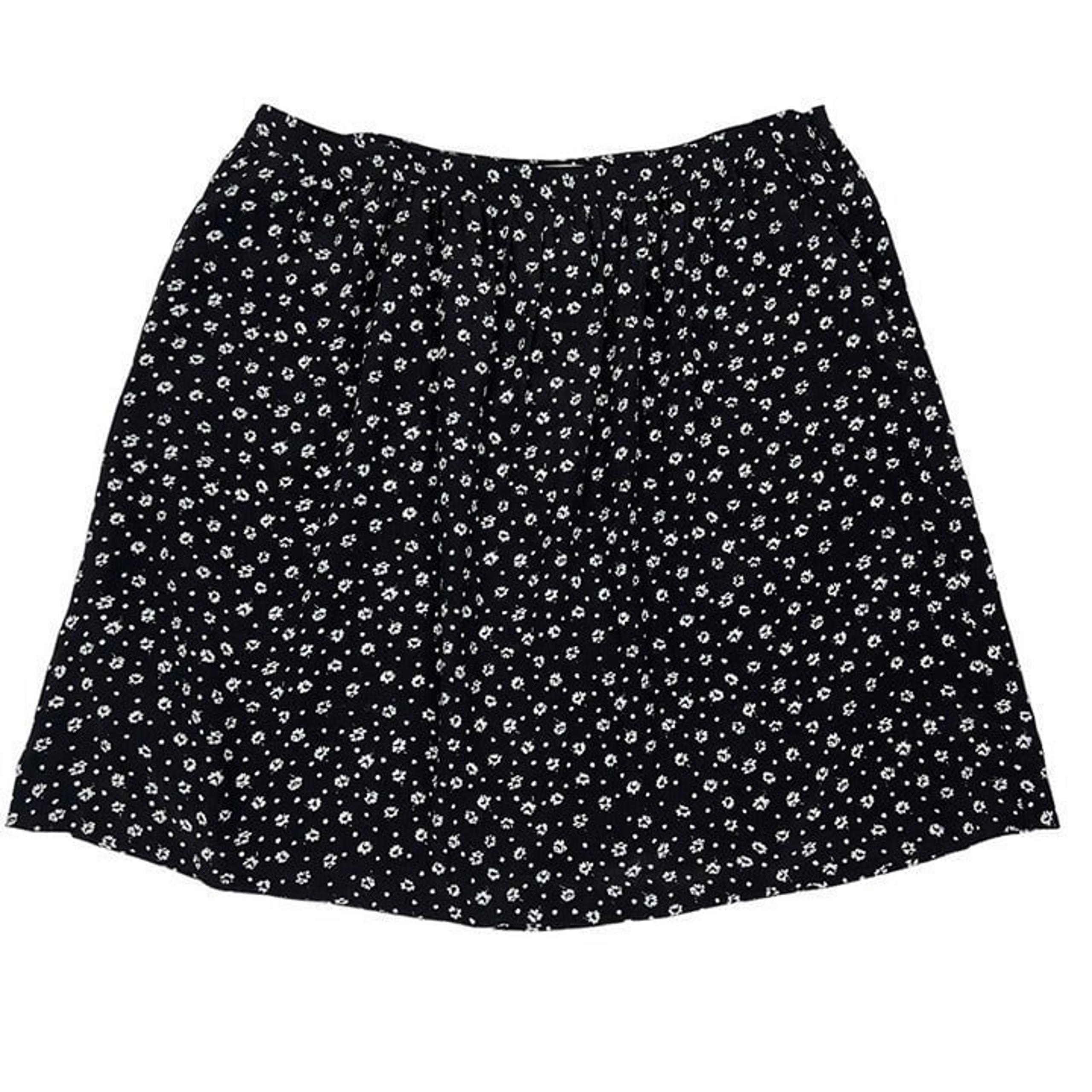Garnet Hill Black White Floral Print A-Line Knee Length Skirt Women’s 18