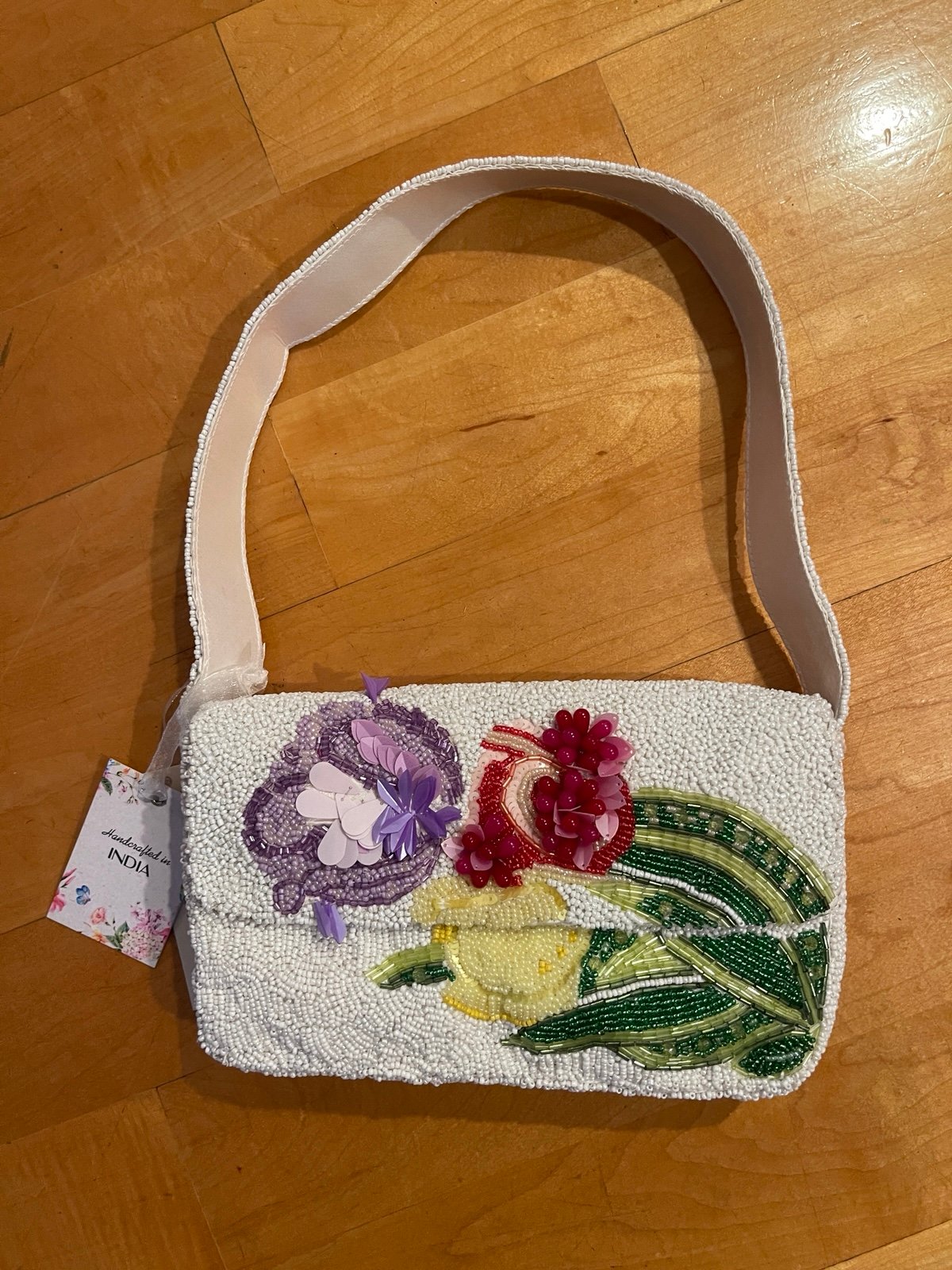 Viral TJ Maxx Beaded Floral Shoulder Bag Purse Tulip NWT