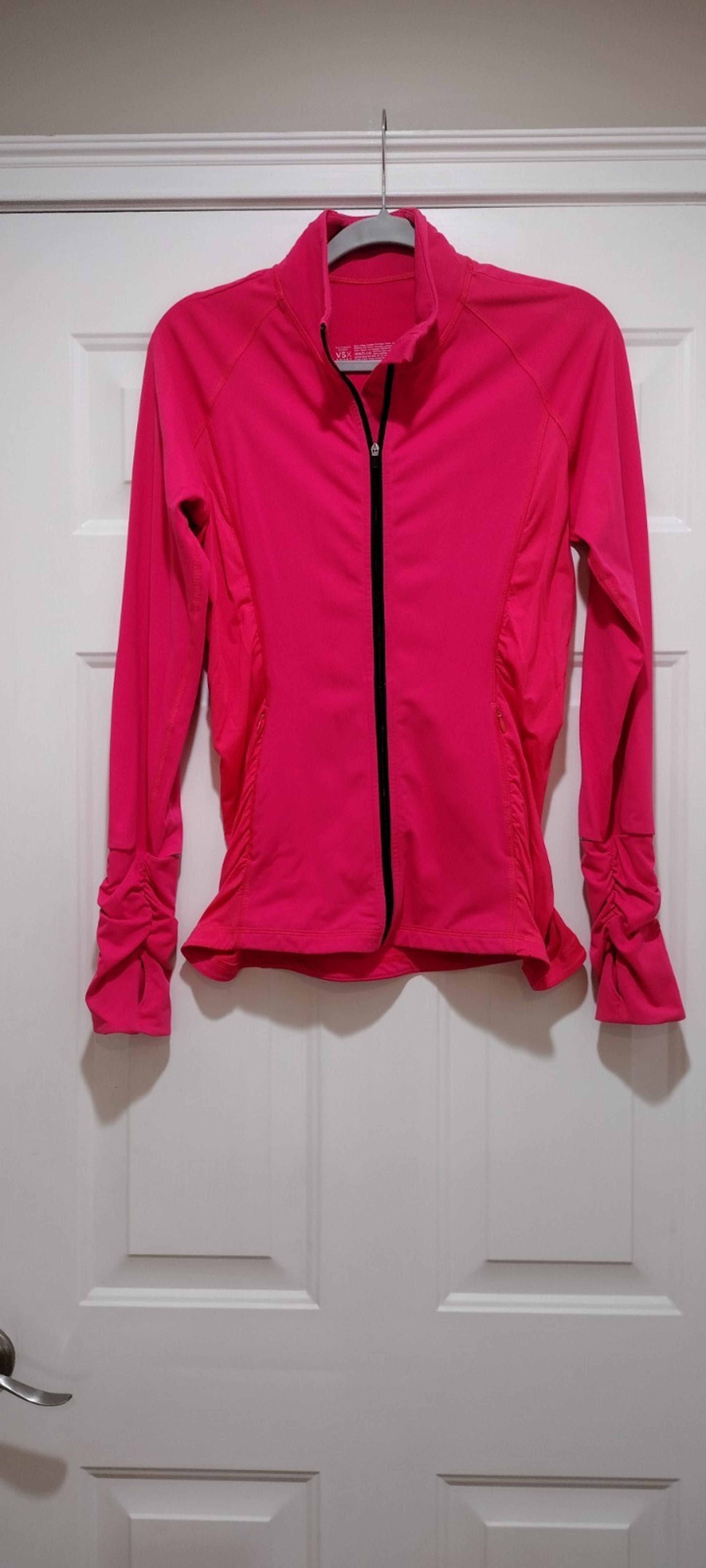 Victoria Secret VSX Jacket Womens Medium Sport Hot Pink Zip Front Thumbhole Euc