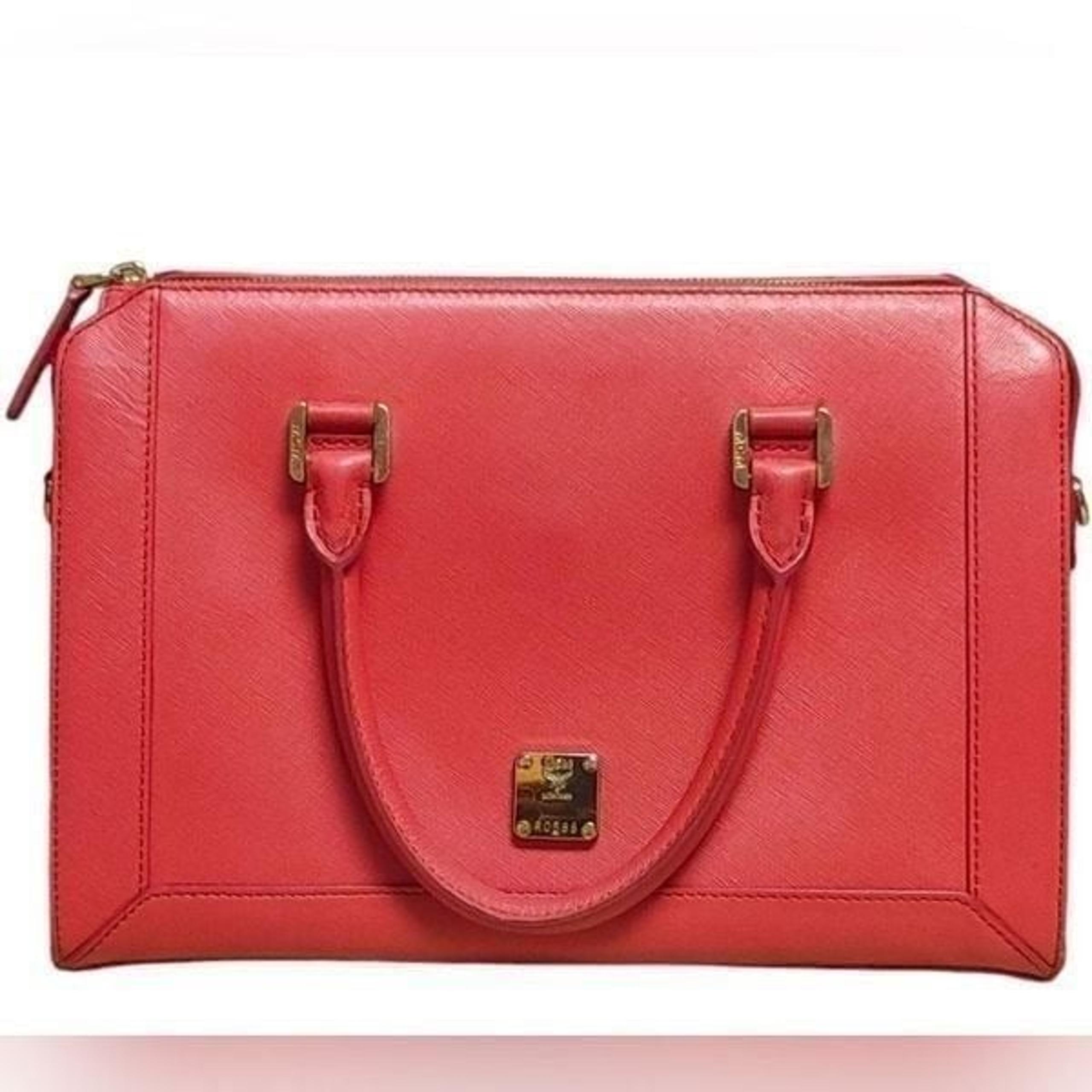 MCM Coral Leather Large Nuovo Tote