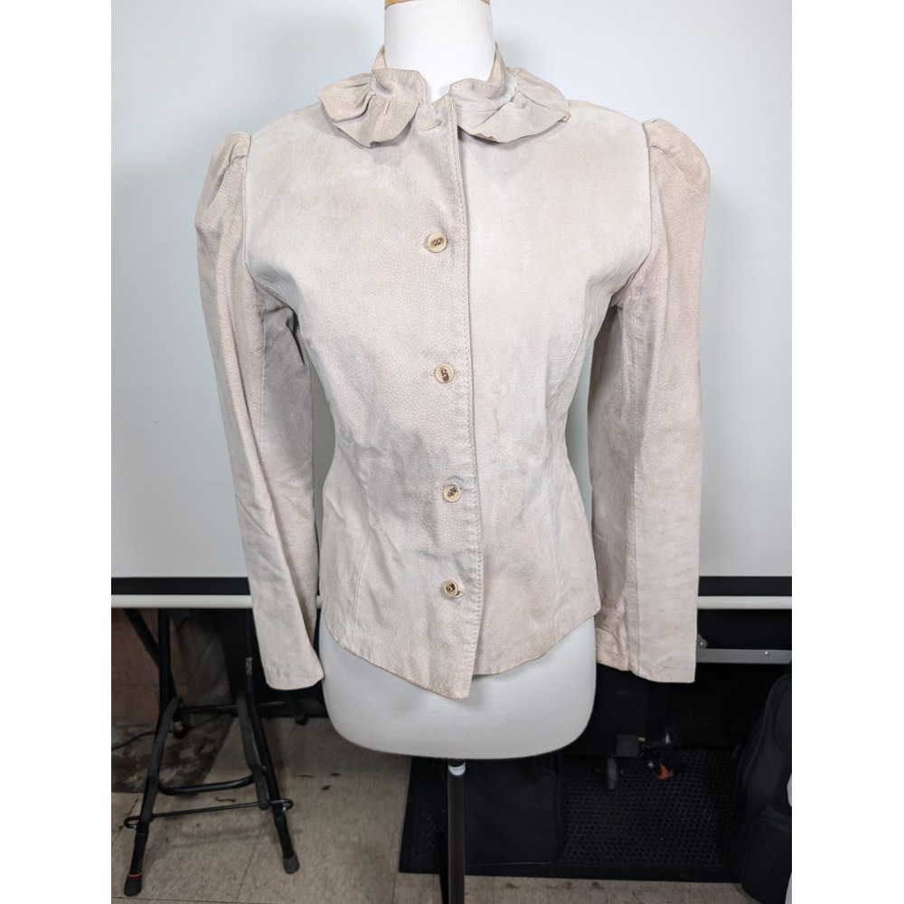 Avanto Suede Leather Women's Coat Beige Size 8