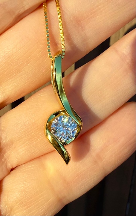 Certified 1 Ct Sparkling Bling Diamond Gold/Silver Necklace Pendant Party Gift