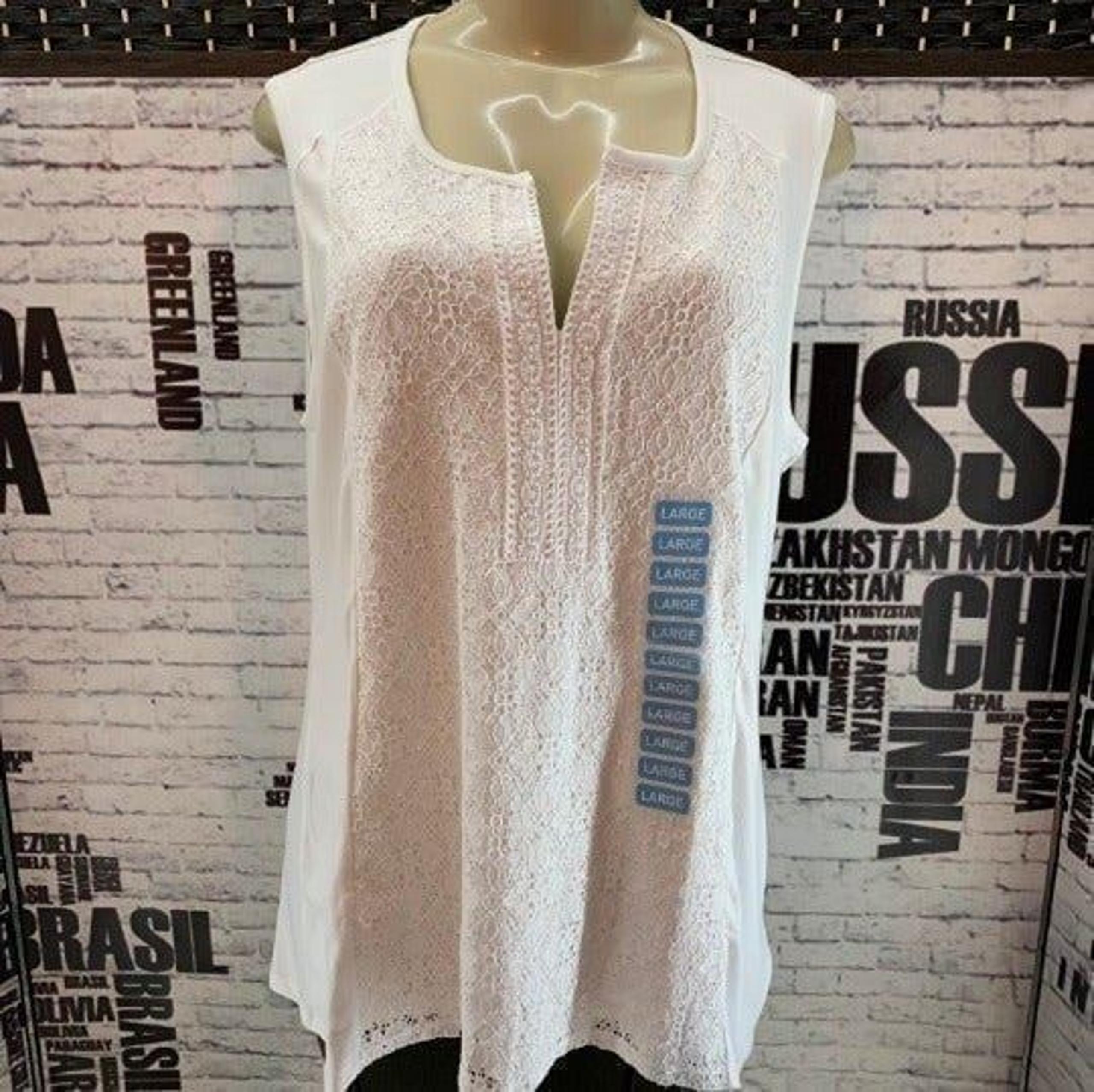 RXB L White Lace Front Panel Top