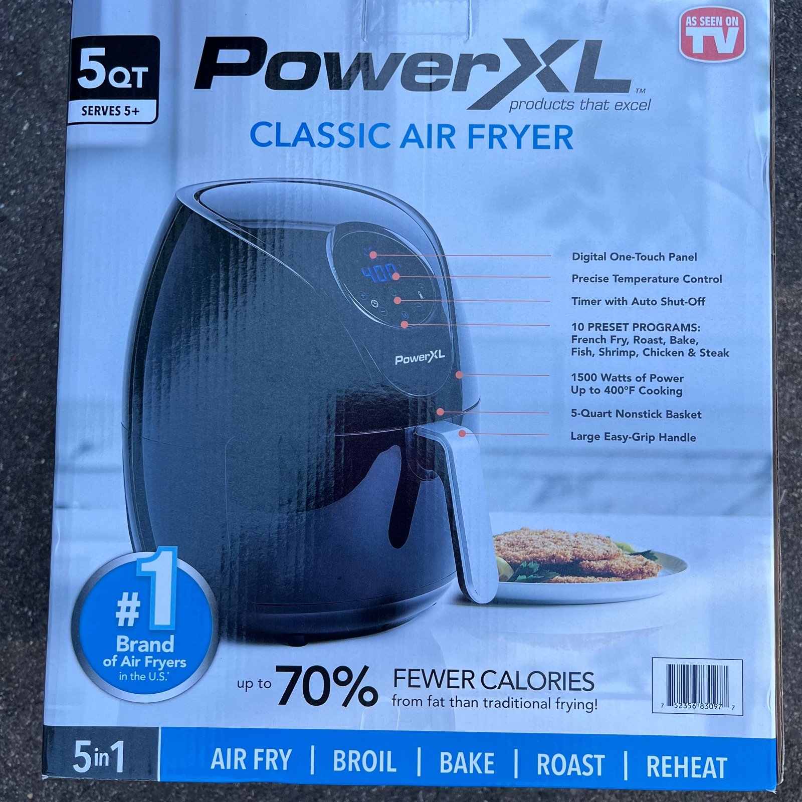 PowerXL 5qt Single Basket Air Fryer - Black