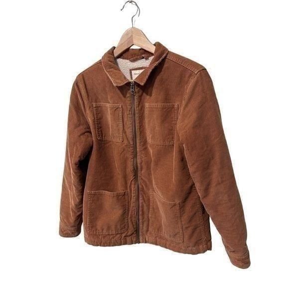 Hanna Anderson Tan Corduroy Sherpa Lined Full Zip Jacket Coat Girls Size 14-16