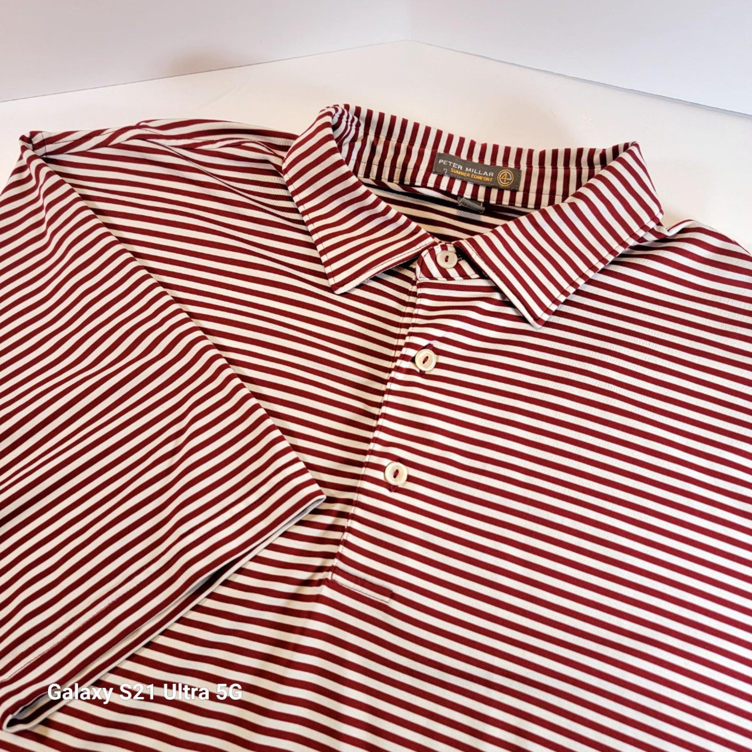 PETER MILLAR Size L Summer Comfort Falcon Logo Red/White Polo Shirt Men's