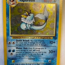 Vaporeon Jungle Holographic Pokemon Card Fermi Bubbles Grading C-