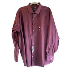 Kenneth Cole AWEARNESS Men’s Shirt Size 19 36/37 Non-Iron Slim Fit Burgundy Red