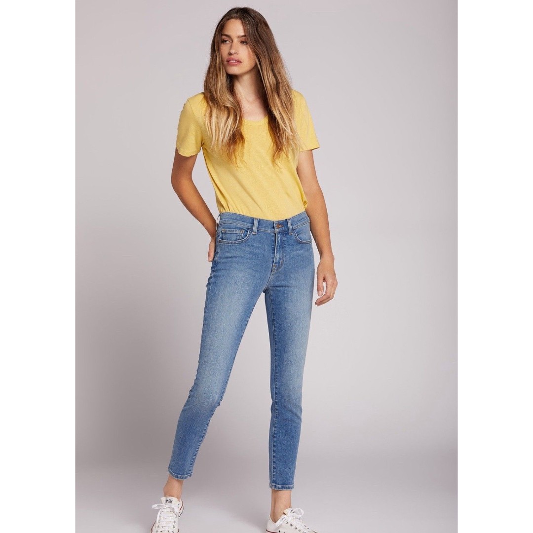 Current Elliott The Stiletto Powell Capri Distressed Low Rise Jeans Size 24