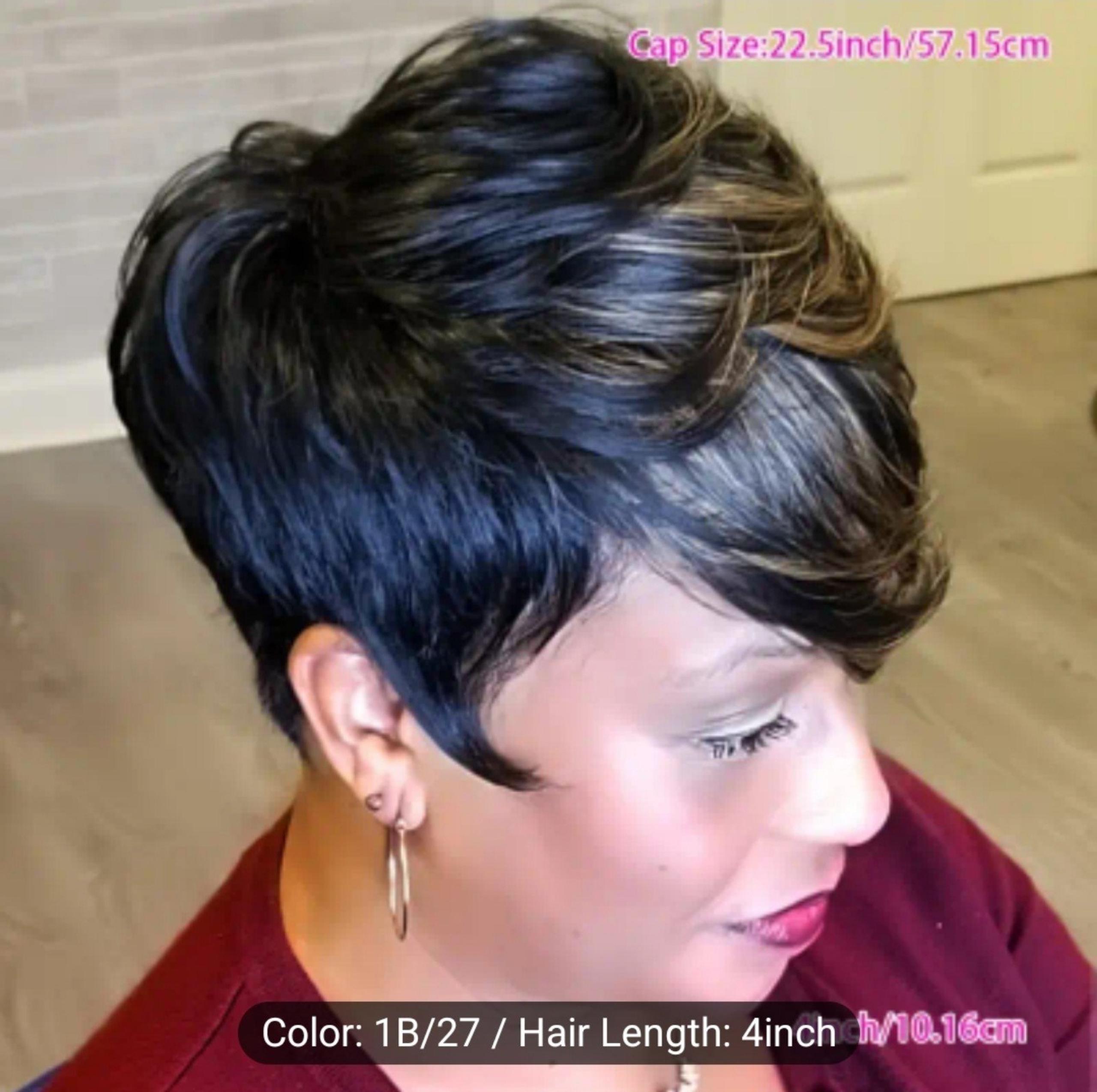4" Short Pixie Straight Layered Brazilian Human Hair Wig