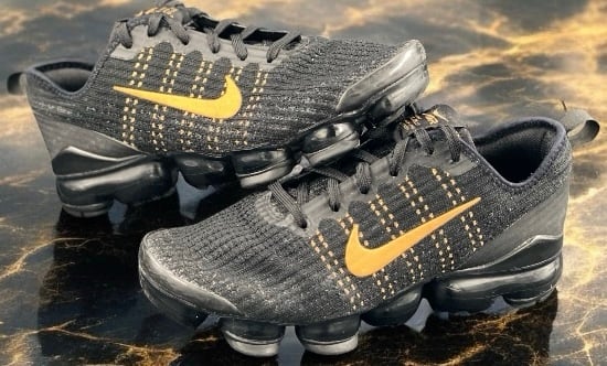 Nike Air VaporMax Flyknit 3 'Black Gold' Women Size 8 Men Size 6.5