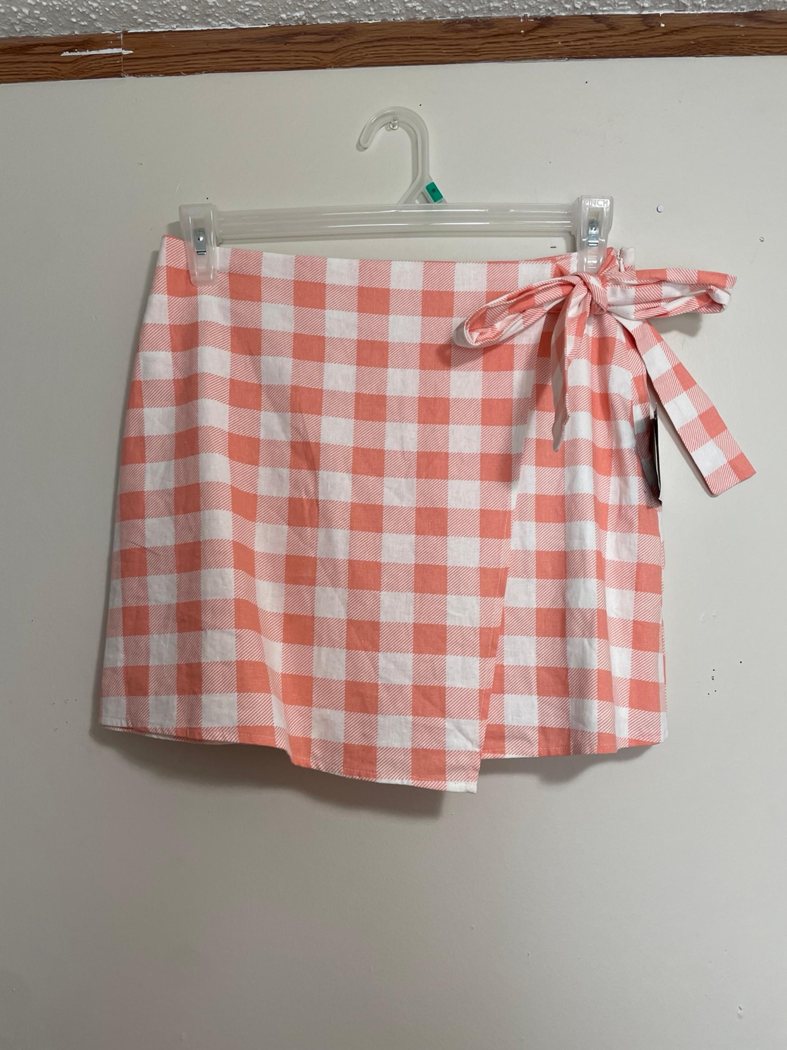 Forever 21 Pink Gingham Wrap Mini Skirt w/ Tie NWT