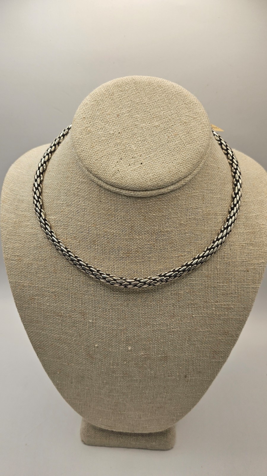 Vintage Heavy Sterling Silver Rope Choker Necklace- Marked 925 Mexico