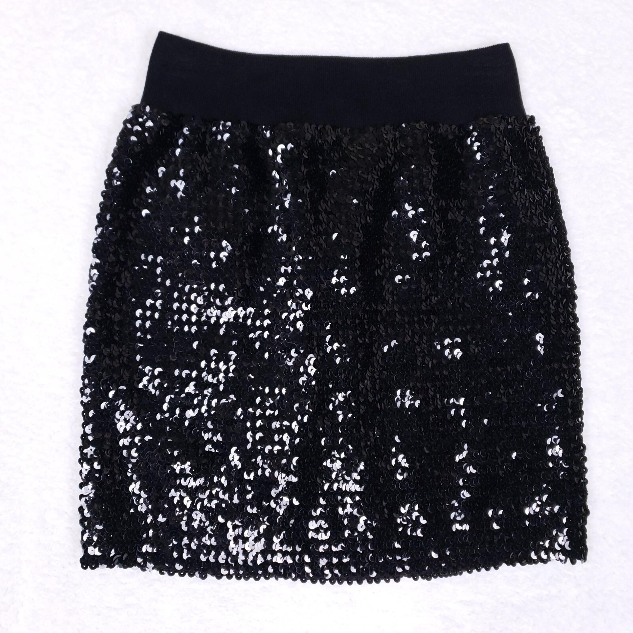 Lily White Black Sequin Mini Skirt XS Sparkle Glam Partywear Night Out
