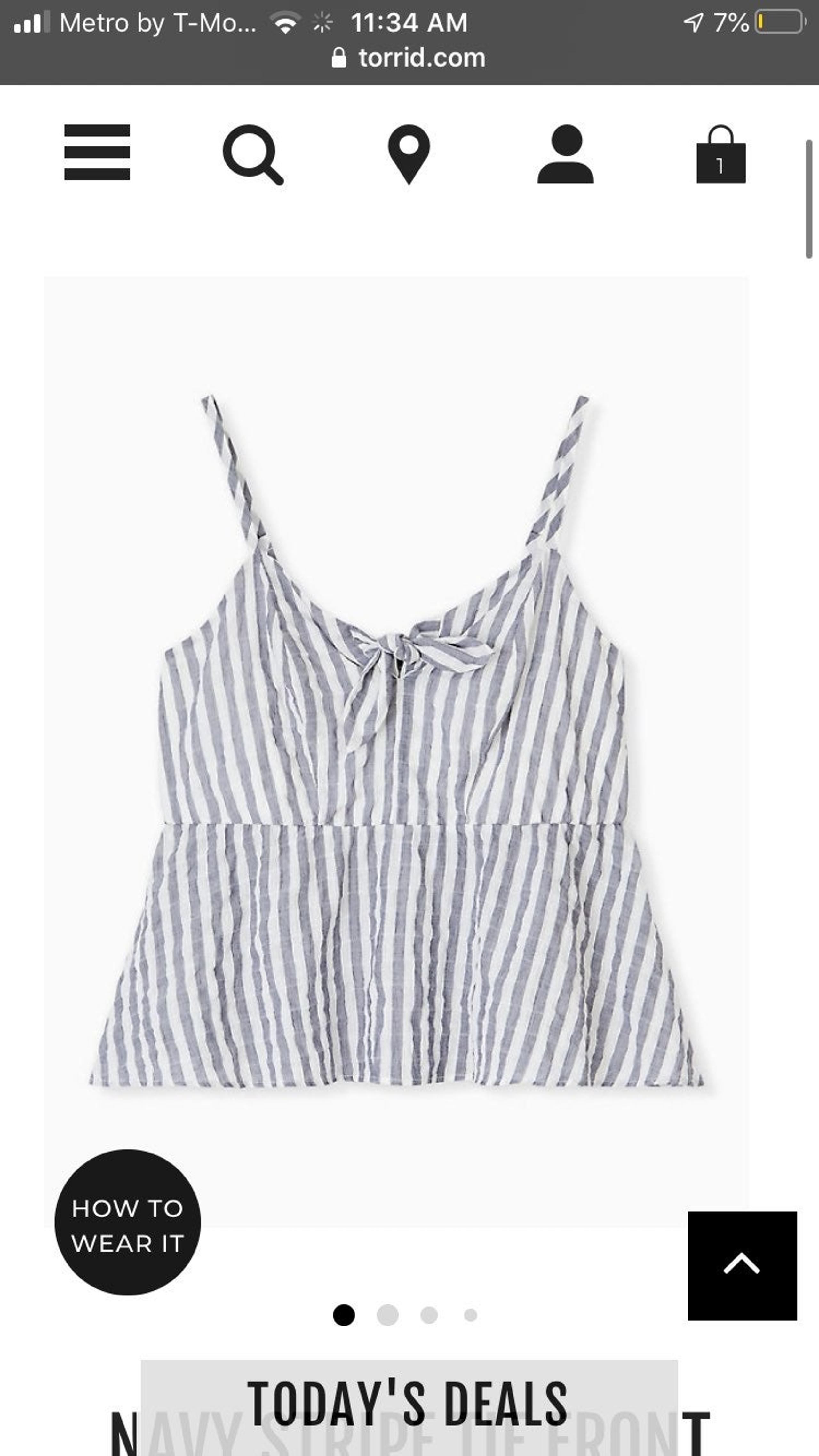 Torrid navy striped midi peplum top
