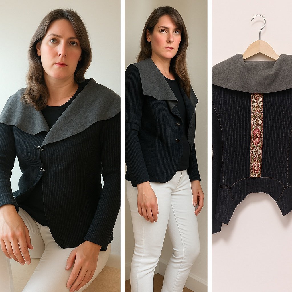 ARATTA SILENT JOURNEY Navy Colonel knit blazer S