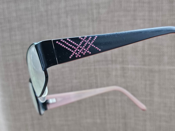 Burberry Women Glasses Frame Pink Crystals Accent Black Metal Frame Made Italy