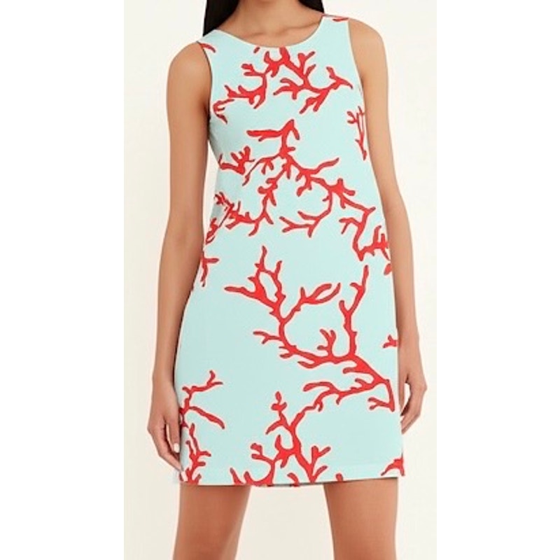 NWT J.McLaughlin Sophia Sheath Aqua Coral Reef Dress Catalina Cloth Large
