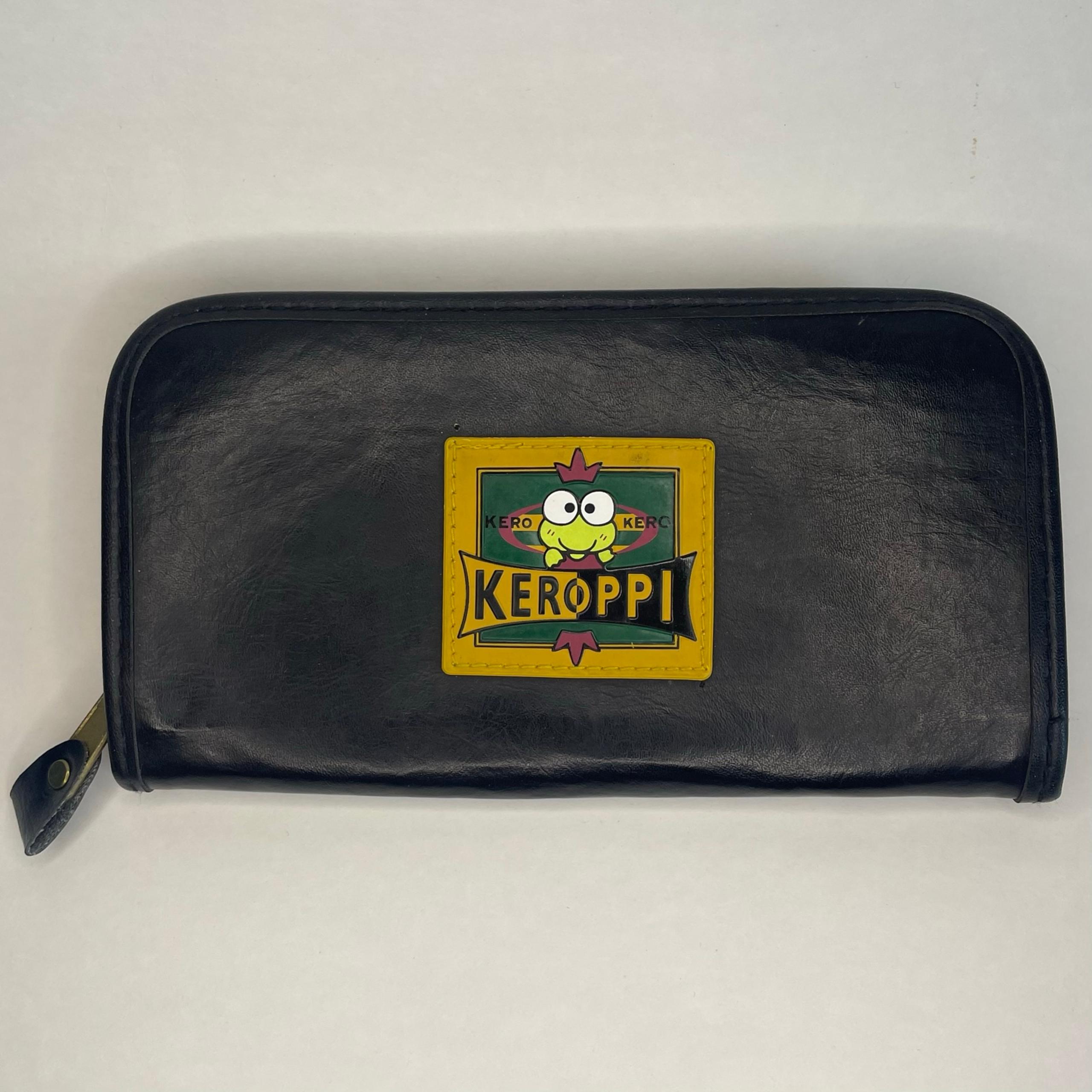 RARE Sanrio Kero Kero Keroppi Leather Full Zipper Wallet Vintage Frog Kawaii