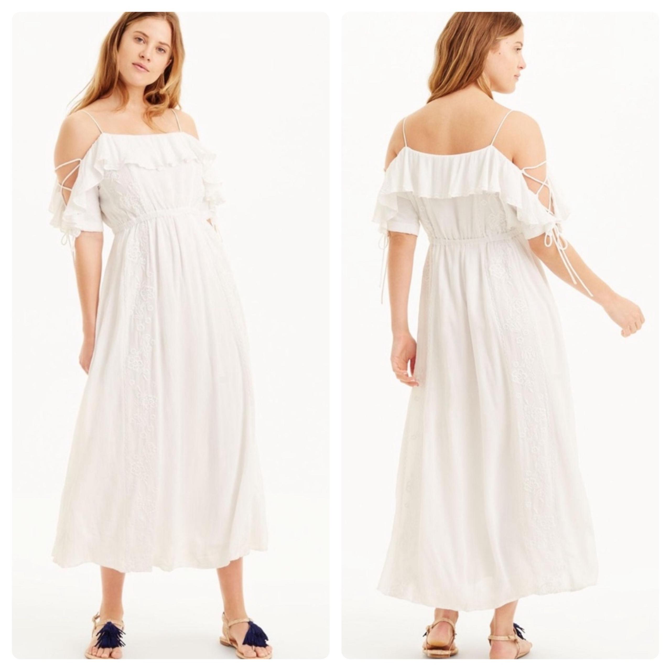 Club Monaco Womens Boho Beachy Floral Embroidered Fredelin Midi Dress XS White