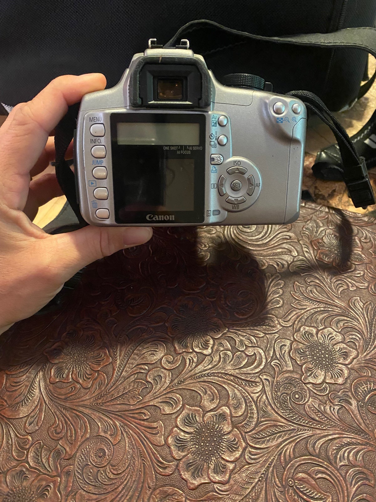 Canon EOS Rebel with EF 75-300mm extra battery and travel case