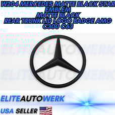 W204 Mercedes MATTE BLACK Star Emblem Rear Trunk Lid Logo Badge AMG C300 C63