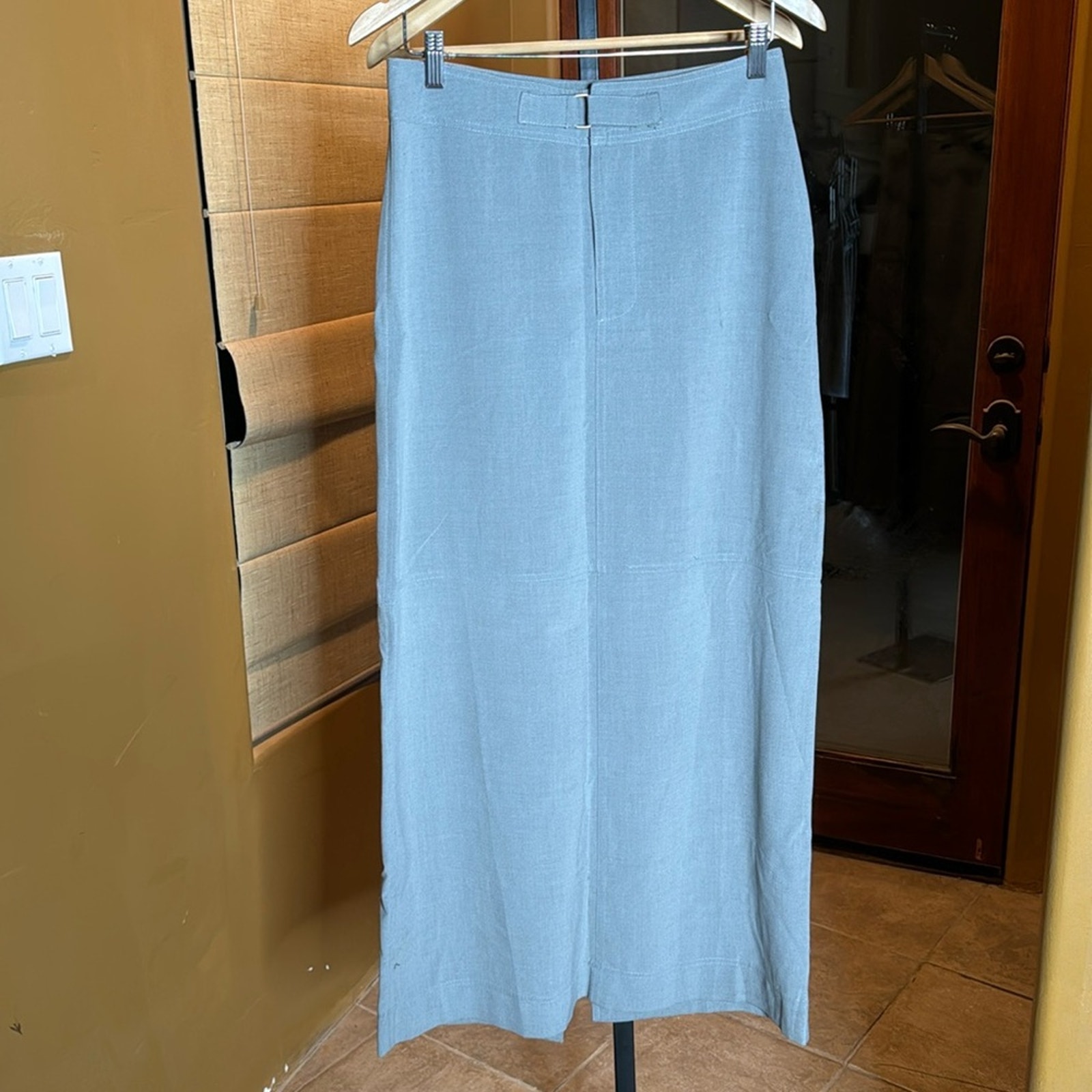 Vintage Anthropologie Sage Green Maxi Rayon Blend Skirt Size Medium