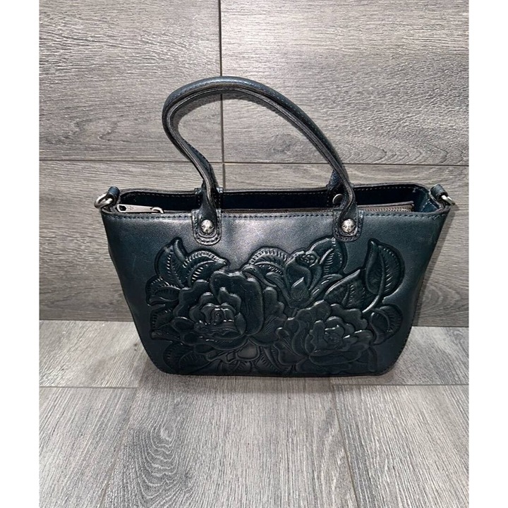 Patricia Nash Leather Fairford Satchel Lapis Bag