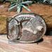 Southwest Turquoise Silver tone Horse Inlay Belt buckle