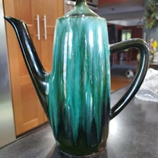 Blue Mountain Pottery Canada Green and Black Coffee Pot Teapot