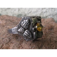 Vintage Sterling silver Citrine grape leaf ring size 11