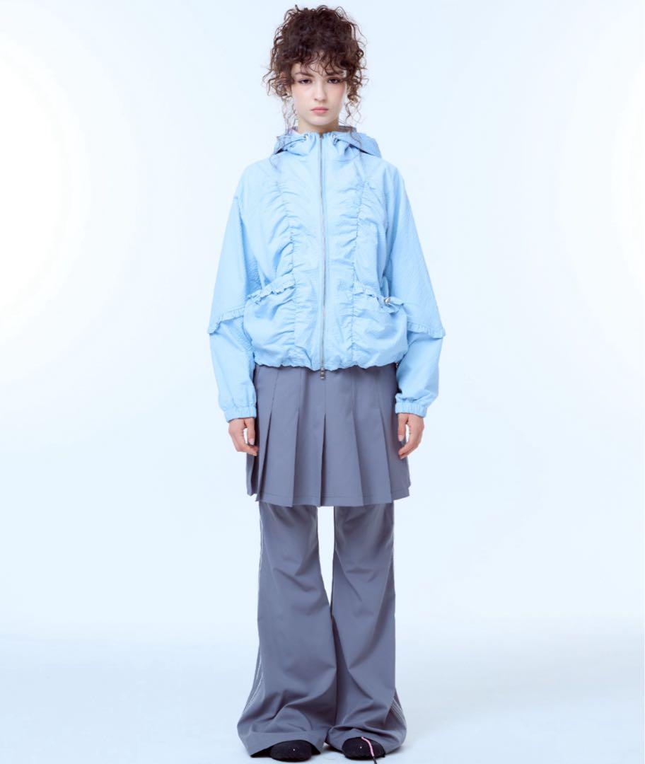 PA FRILL SHIRRING WINDBREAKER (WHITE) - LUVISTRUE | 60