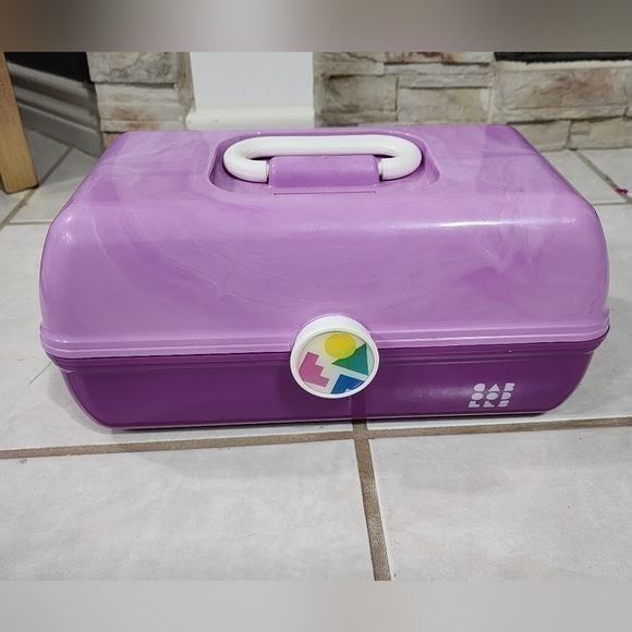 Caboodles purple makeup organizer traveler case made in the USA