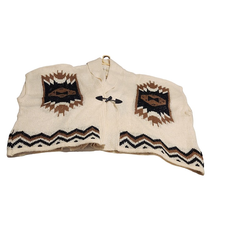 Vintage Simply Couture Ethnic Knit Cardigan Sweater With Toggle Closure - Size L