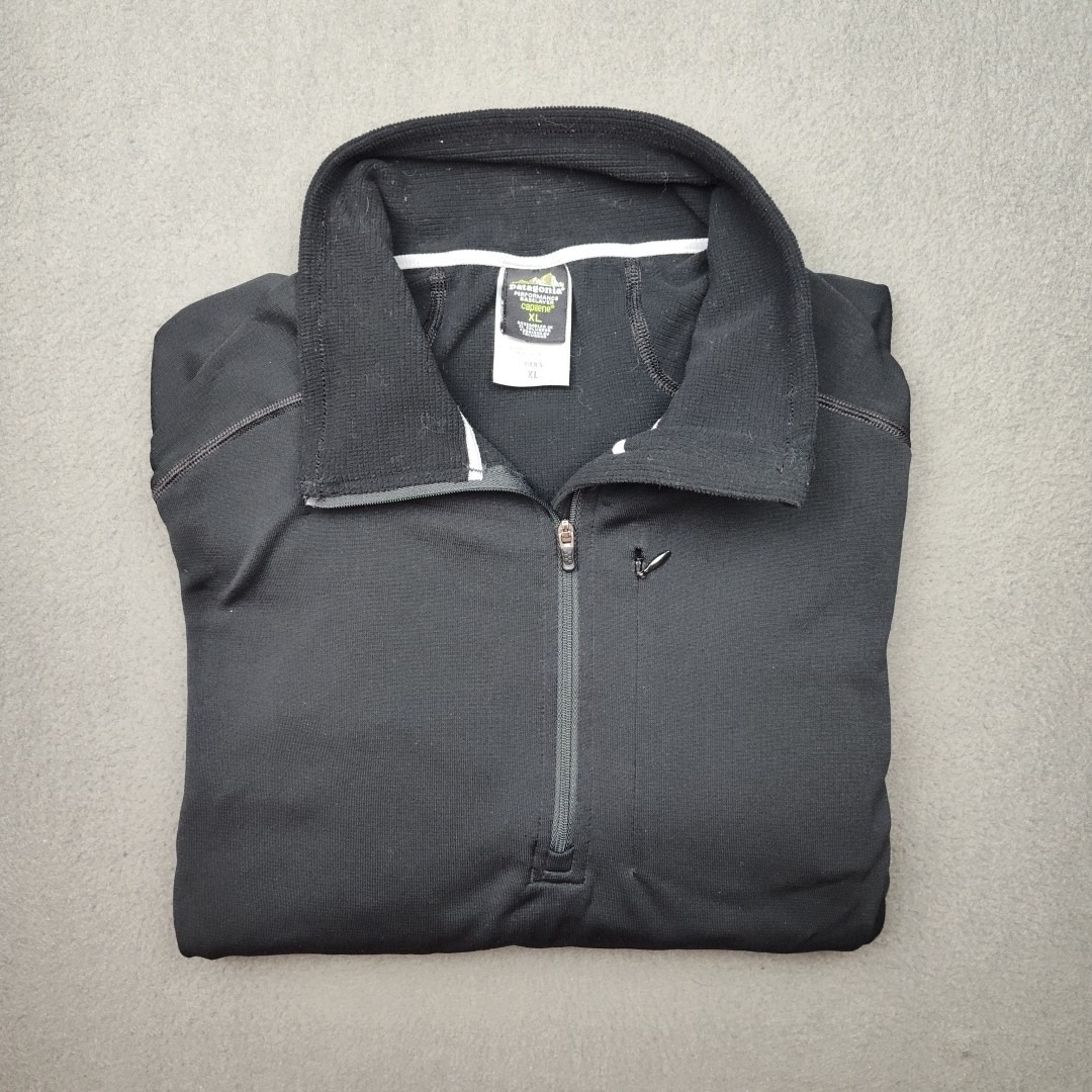Patagonia Shirt Men Extra Large Black Capilene Quarter Zip Fleece Pullover 43460