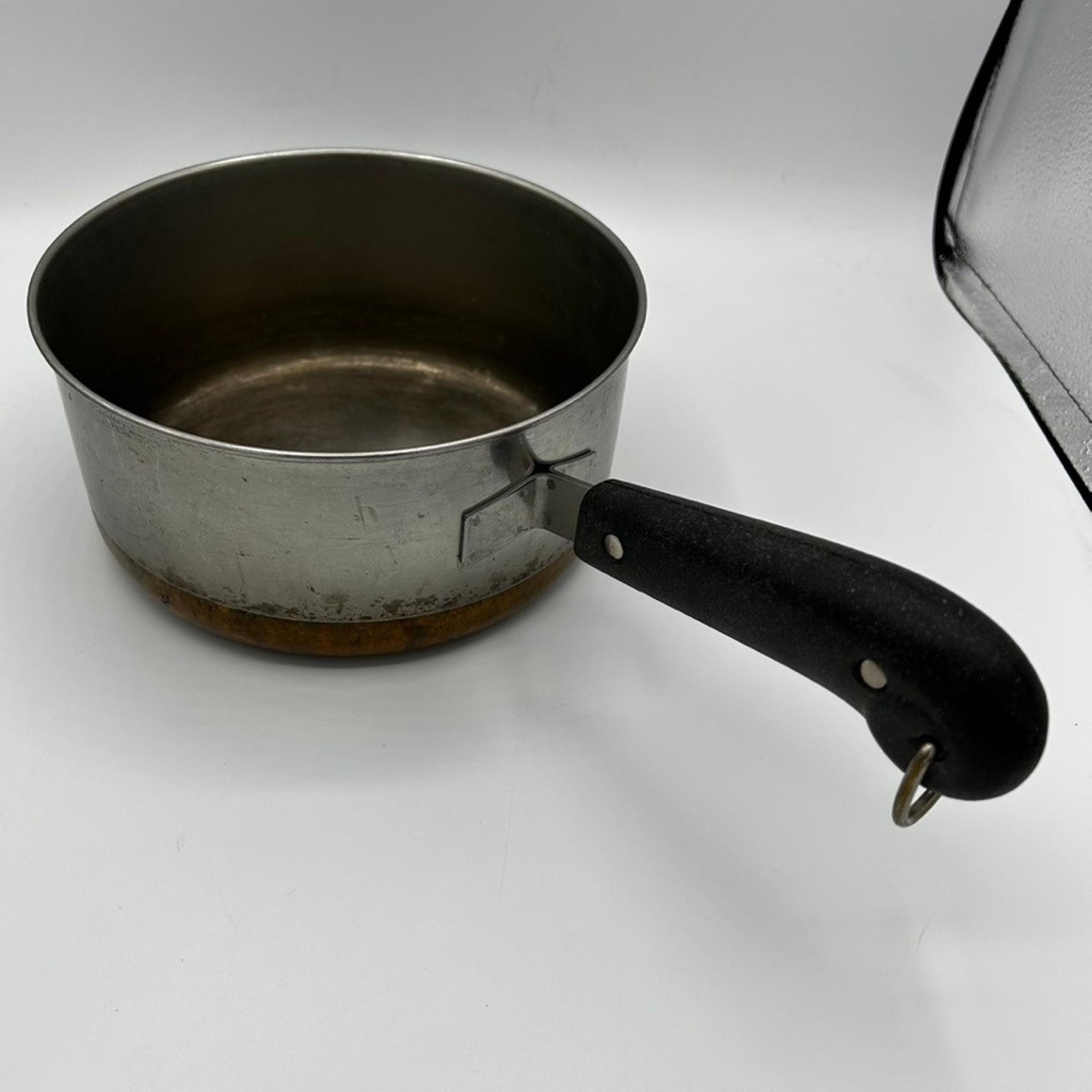 Vintage Revere Ware Saucepan Cooking Stainless Steel Copper Black Handle Kitchen