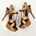 MIU MIU Shoes Womens 39 Gold Brushed Metal Leather Cork Platform Heeled Sandal