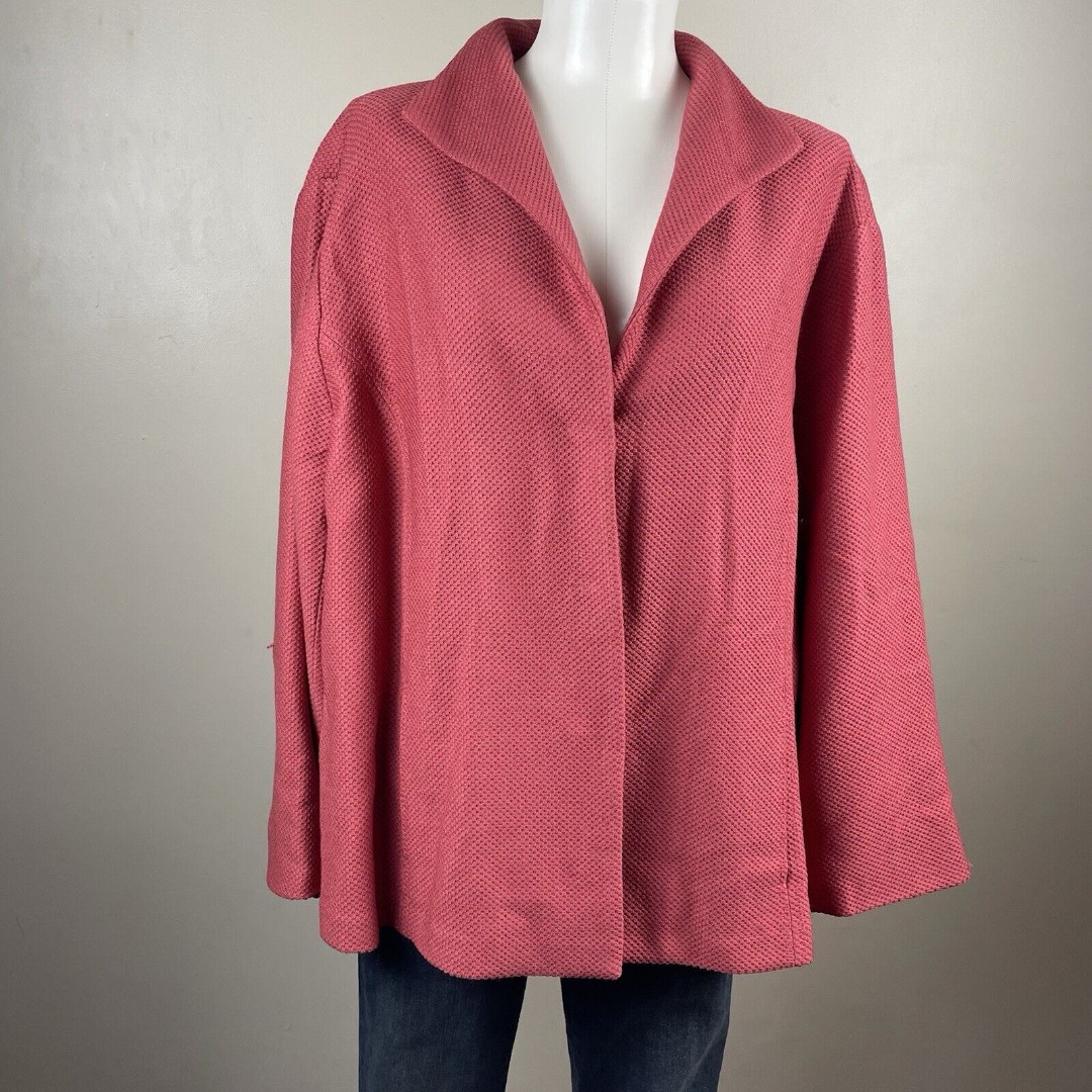 Eileen Fisher Woman Coral Preppy Size 2X virgin wool Blend blazer coat Classic