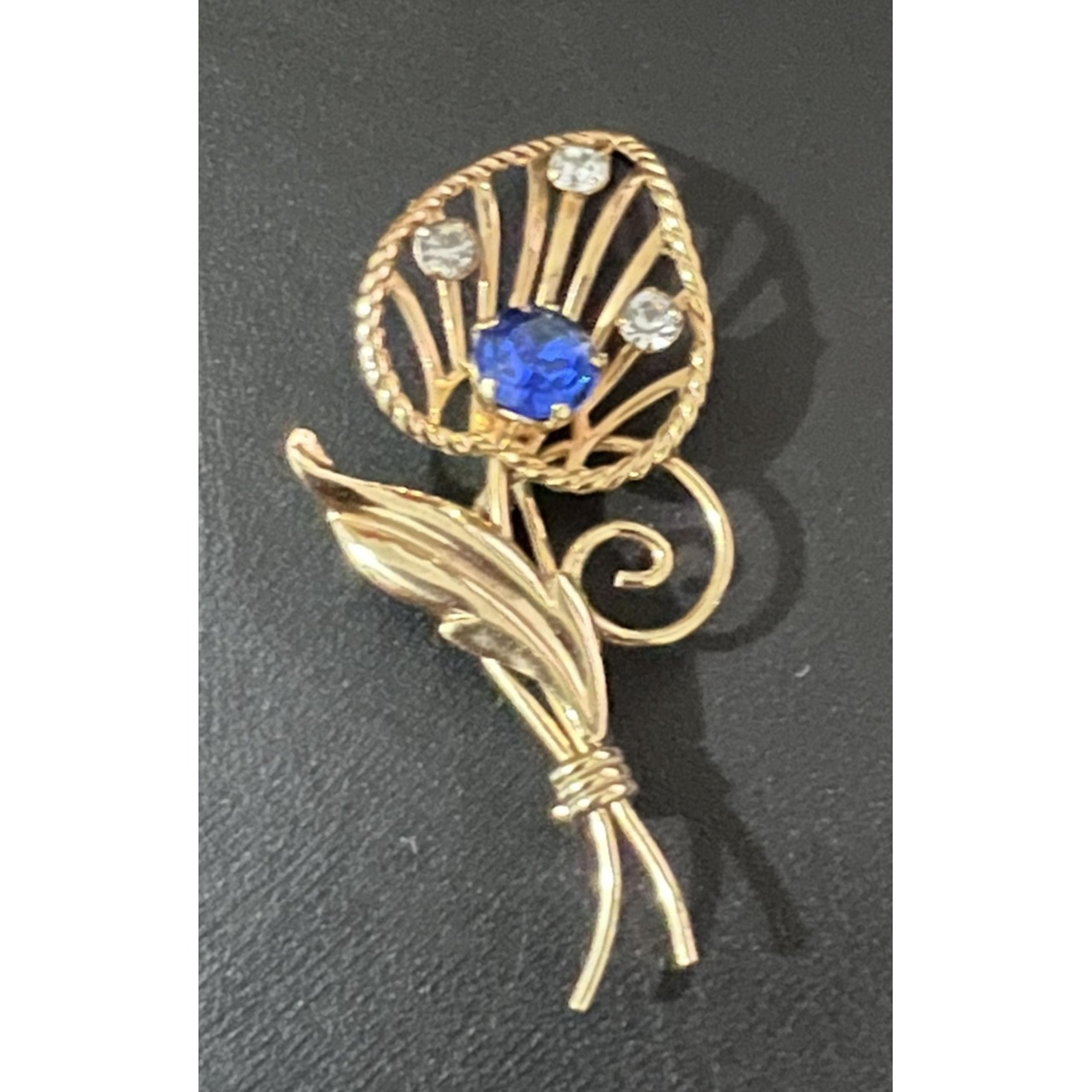 Vintage Van Dell 1/20 12 K GF Blue STONE Setting Brooch Pin