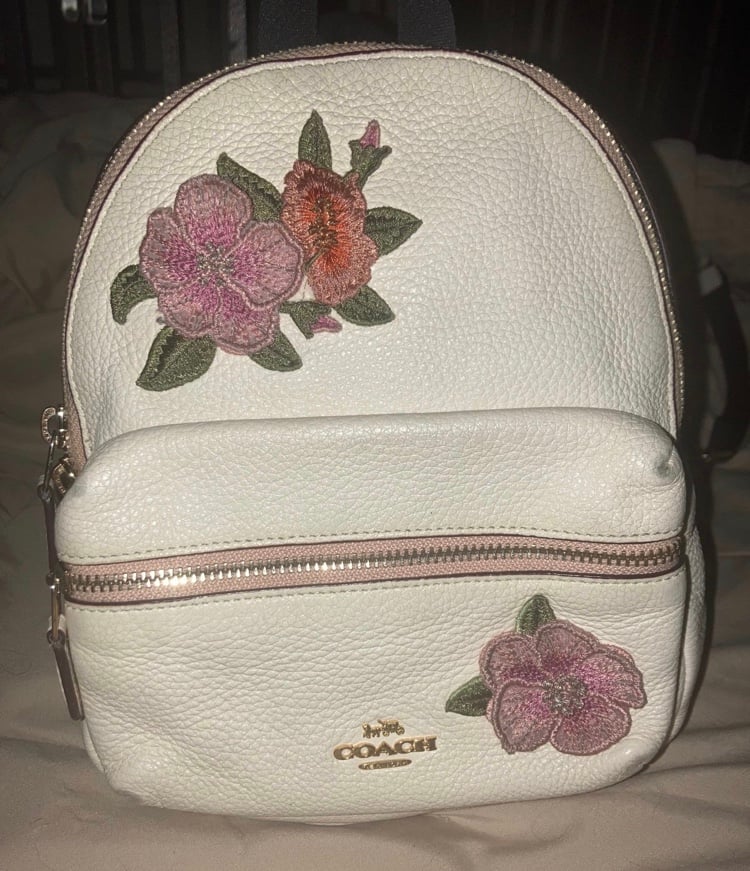 Coach off-white leather mini backpack ~floral embroidery ~EUC #B1821-F28953