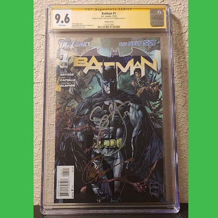 Batman vol 2 #1 variant cover (9.6) SS - Signed By Greg Capullo & Scott Snyder