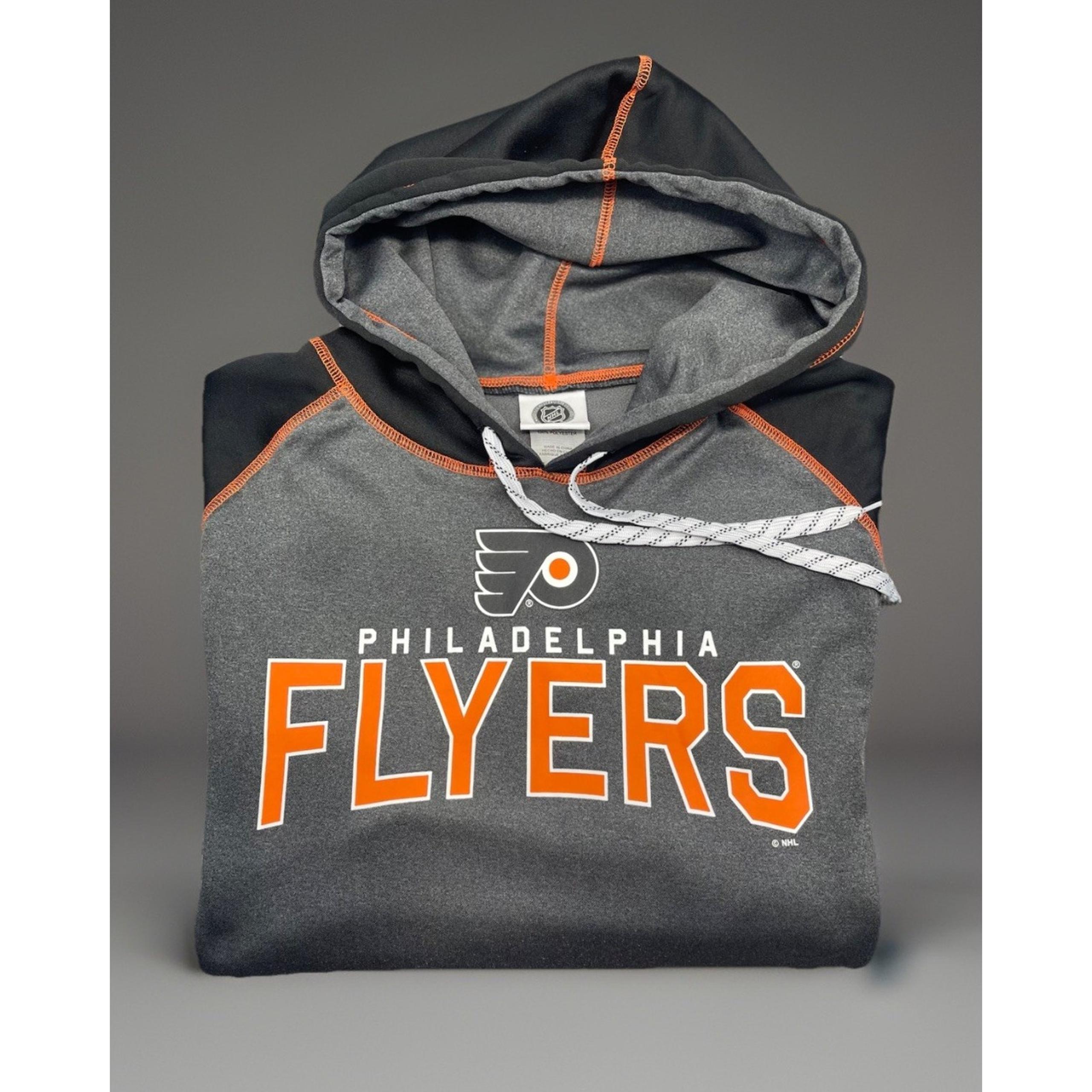 Philadelphia Flyers NHL Brand Hooded Sweatshirt Men’s Large Gray Black