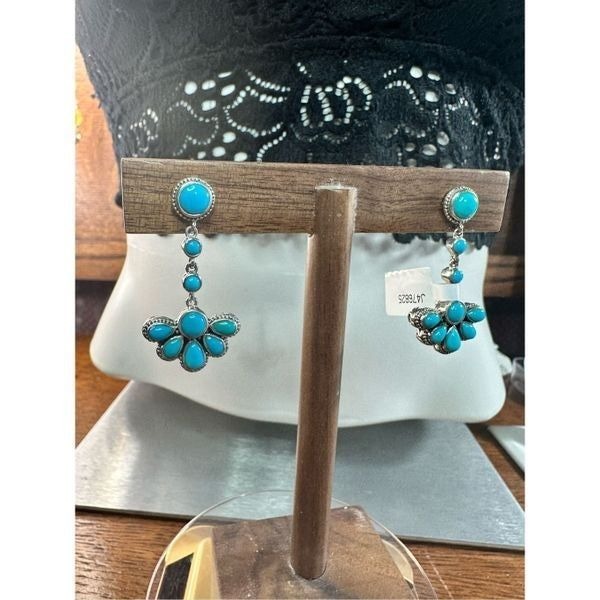 Samuel B sterling silver sleeping beauty turquoise earrings