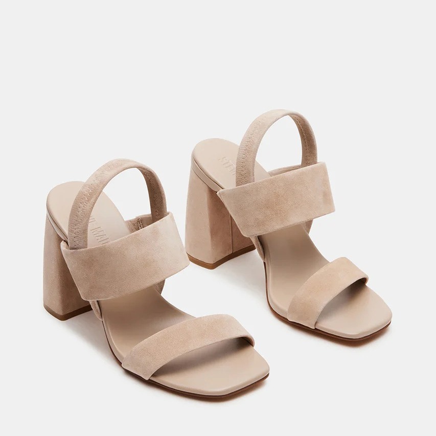 NWOT NWOB Steve Madden Marbell Sand Suede Strappy Heels