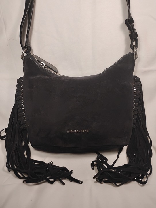 MICHAEL KORS FRINGE SUEDE BILLY BLACK CROSSBODY BAG