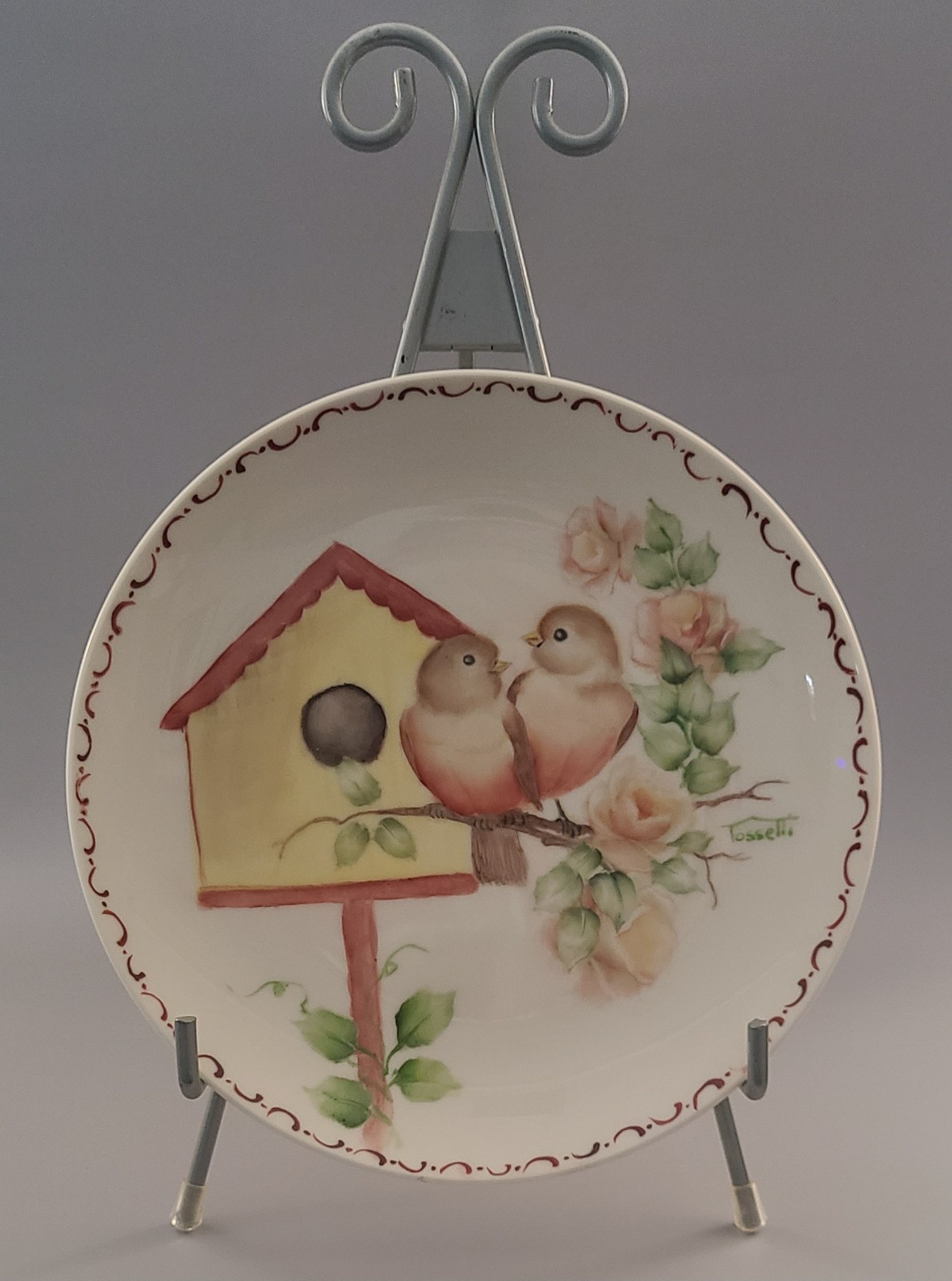 Vintage decorative love birds plate