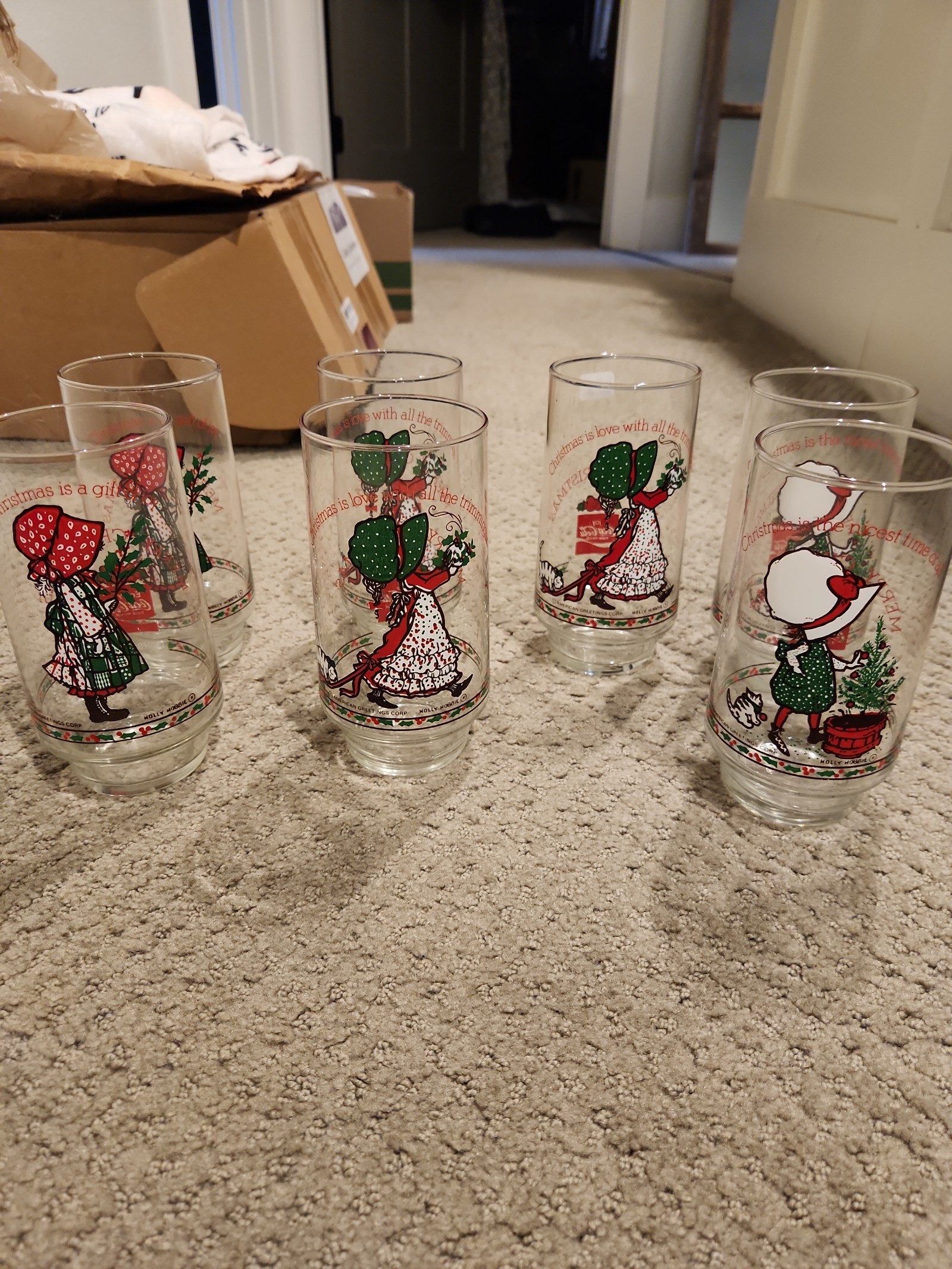 Vintage Holly Hobbie / American Greerings glasses. Lot of 7