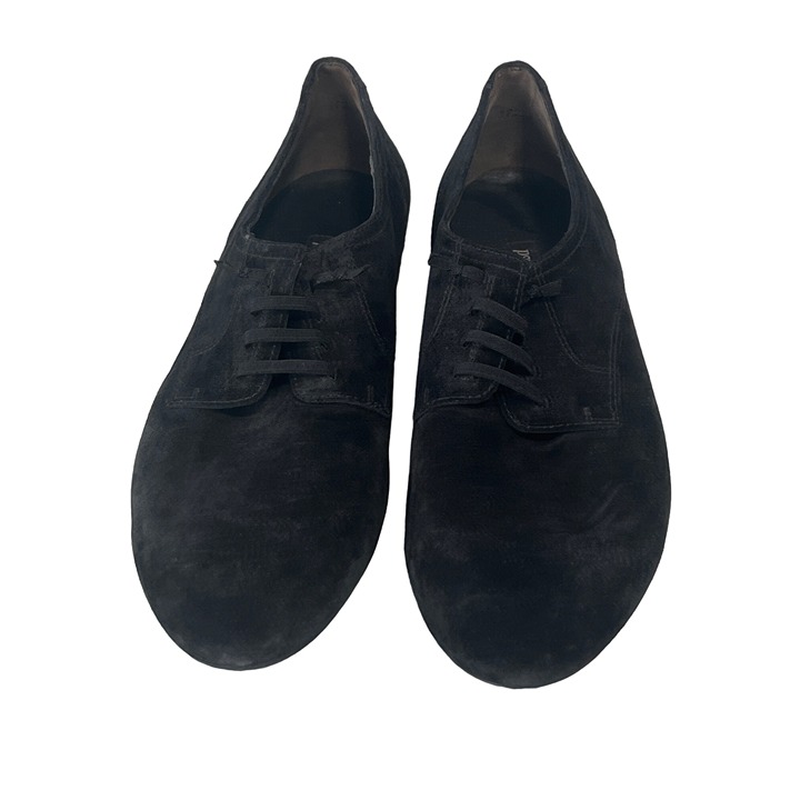 Paul Green Elastic Tie Suede Leather Oxford Loafers Size 7.5 Black Career Preppy